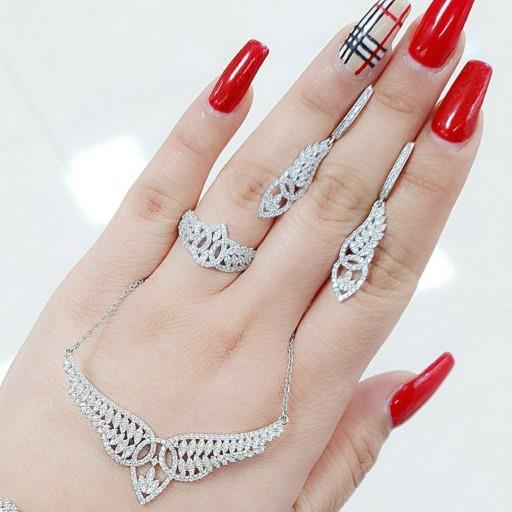 سرویس میکرو زنجیری نقره 925 طرح توری جواهر ابکاری طلا